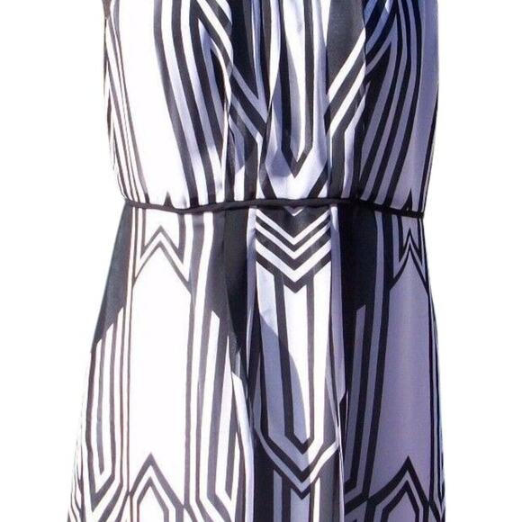 Cache Black White Lined Halter Top New Key Hole Back Tie At Neck Lined NWT $128 - Picture 4 of 4